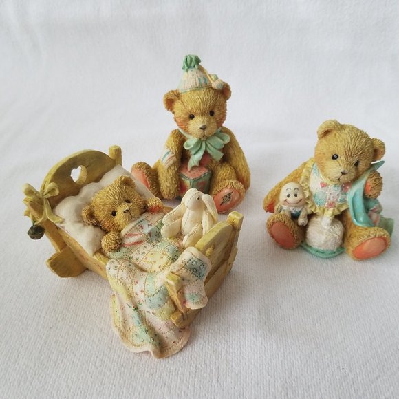 Vintage 1992 P.Hillman Cherished Teddies Birthday Bears Lot of 3, Baby thru 2 - Picture 2 of 15